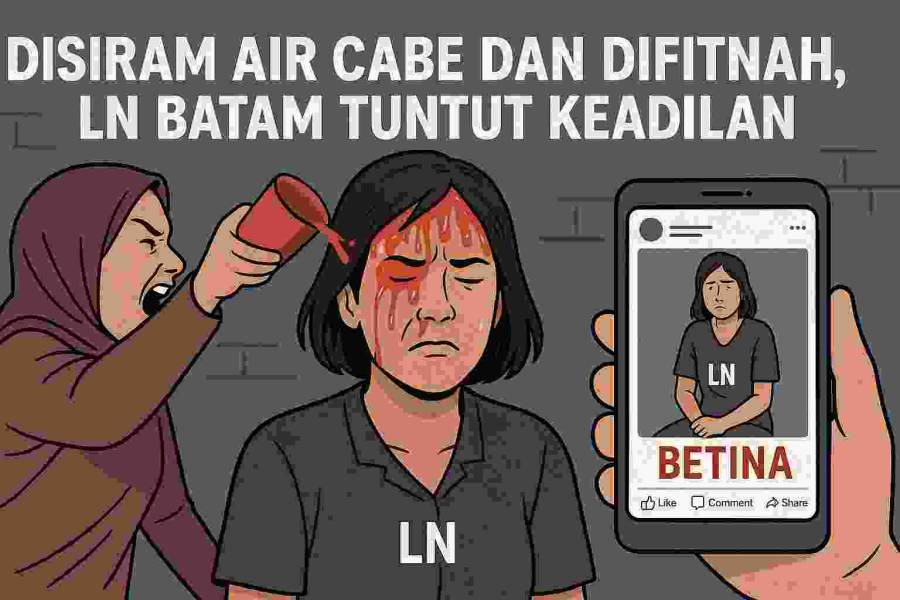 Disiram Air Cabe dan Difitnah, LN Batam Tuntut Keadilan